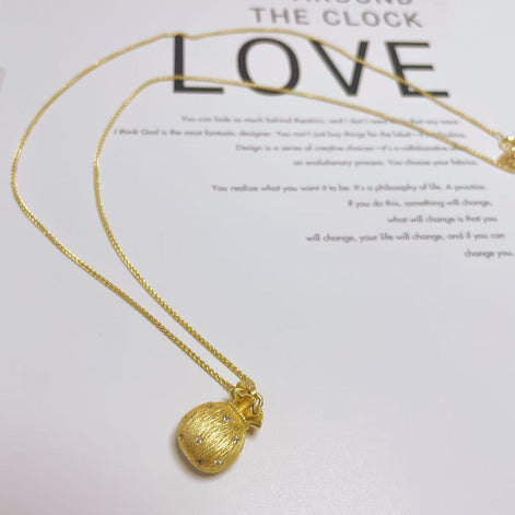 18K Gold Plated Necklace S925 Sterling Silver-Based Lucky Bag Pendant