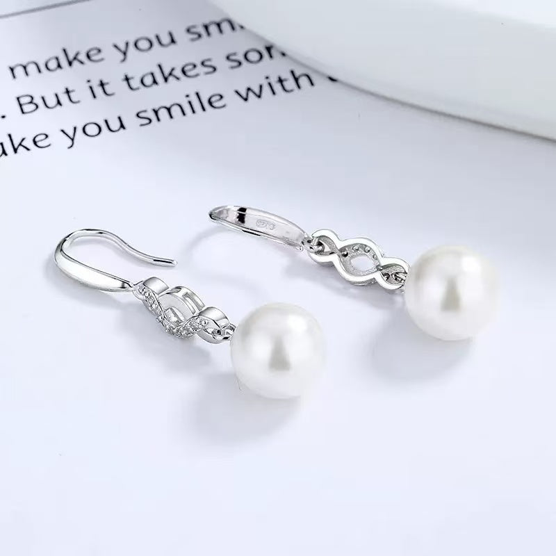 S925 Sterling Silver Pearl Earrings with 3A Zircon