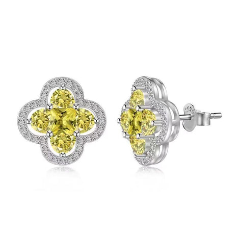 Four-leaf Clover S925 Sterling Silver Earrings set with Premium Zircon