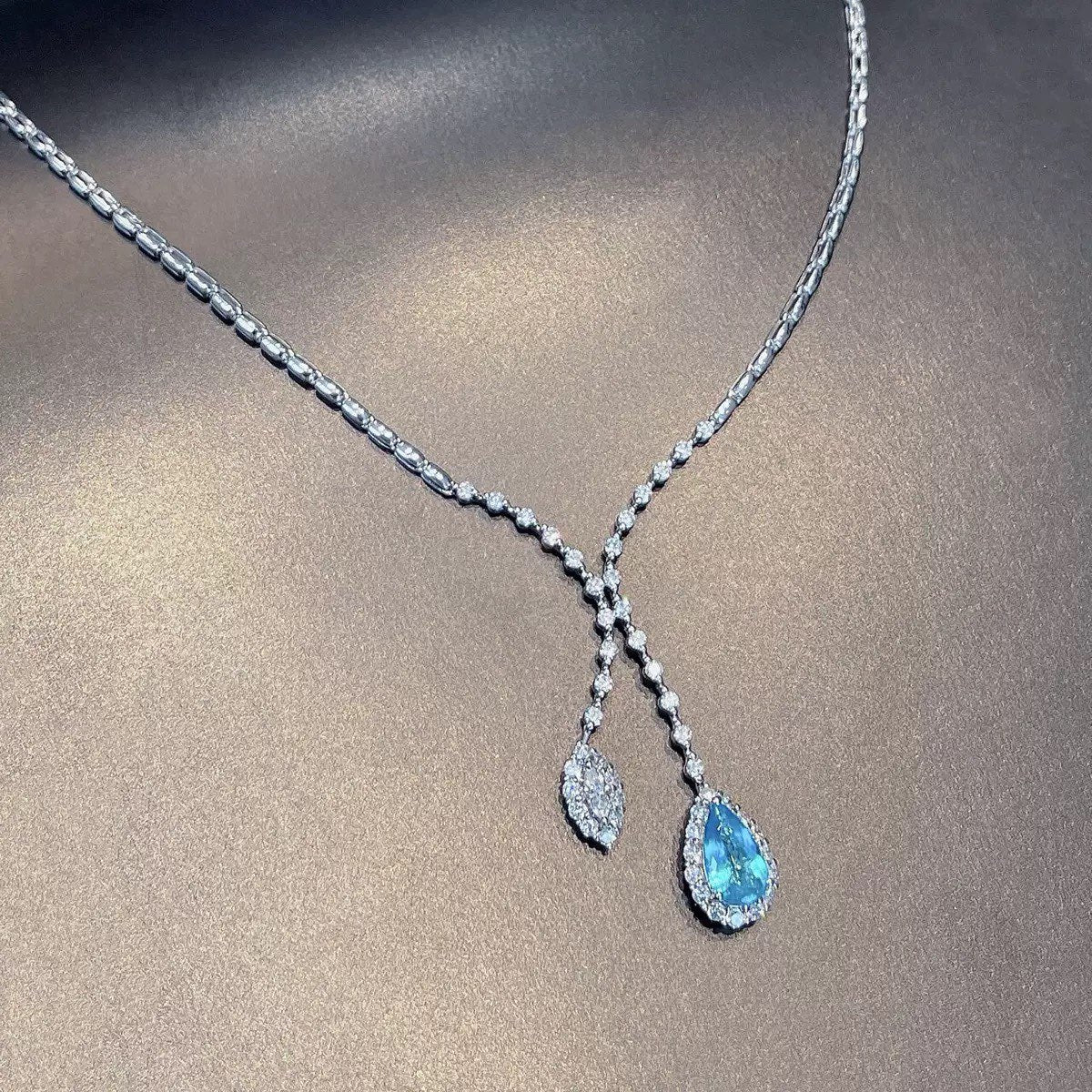 Double Teardrop Design S925 Sterling Silver Necklace