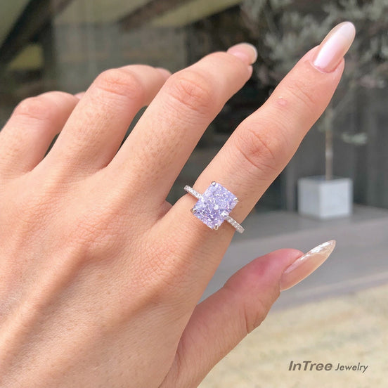 8A Zircon Square Design S925 Sterling Silver Ring