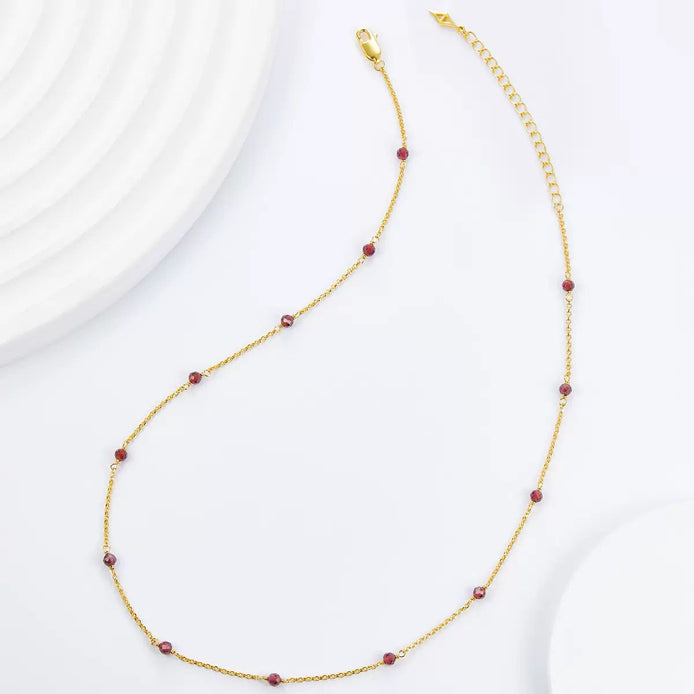 Scarlet Garnet Silver Poem Necklace