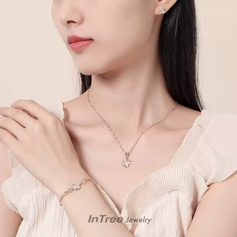 S999 Silver Four Leaf Clover SET