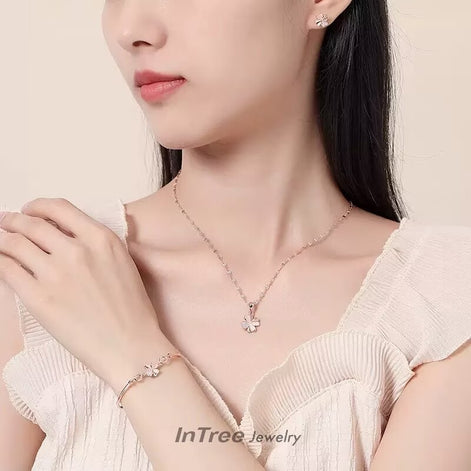 S999 Silver Four Leaf Clover SET
