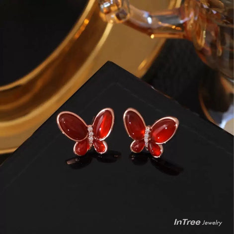 Red Agate Butterfly Style Necklace SET