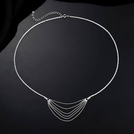 Tassel Design Sparkling Chain S925 Silver Necklace