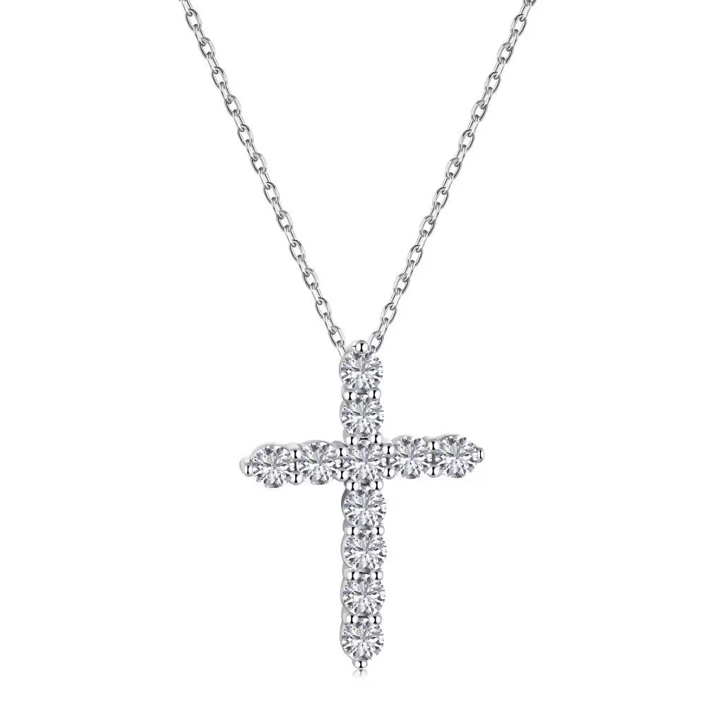 S925 Sterling Silver Cross Necklace Set with premium Zircon