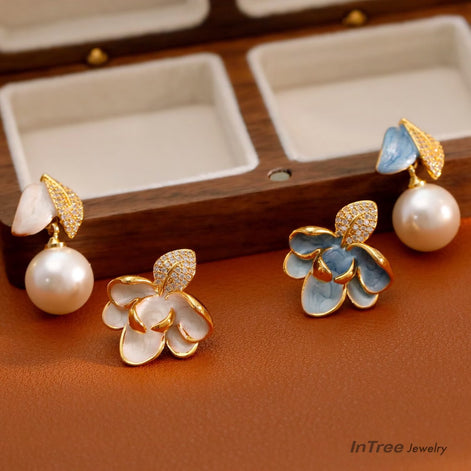 Asymmetric Design Enamel Oil-Dripping Earring