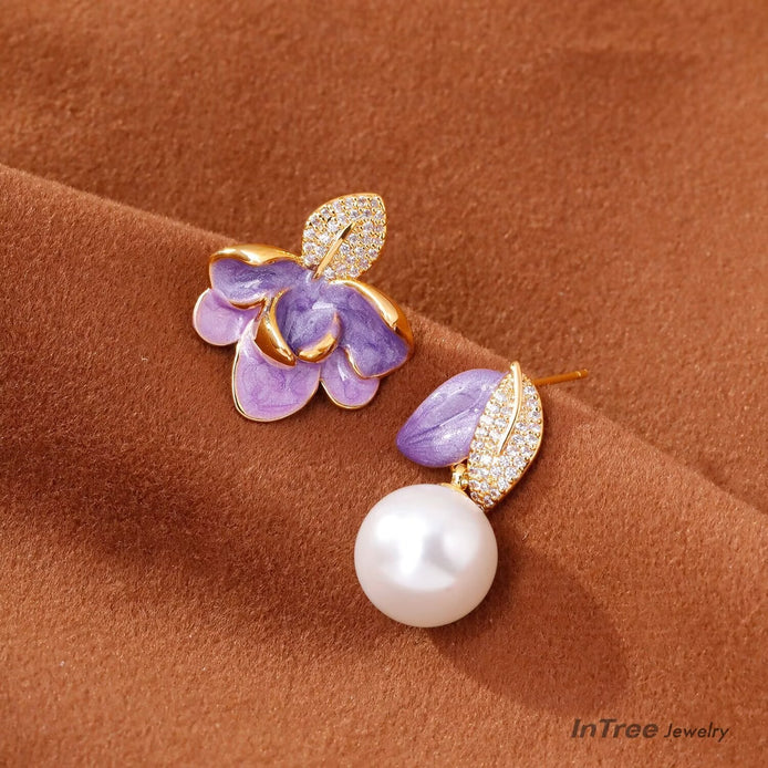 Asymmetric Design Enamel Oil-Dripping Earring
