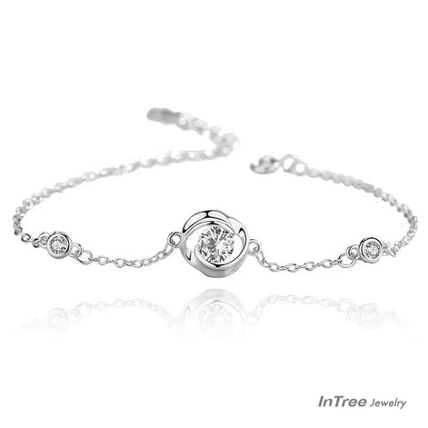 Romantic Rose Design S925 Sterling Silver Bracelet