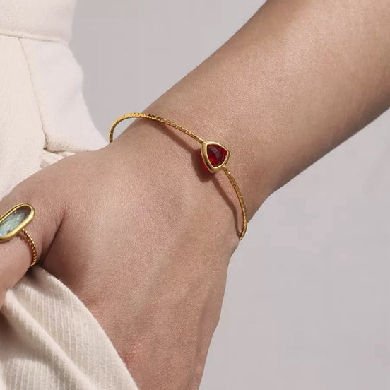 Love Heart Colorful Stone Open Design Bracelet