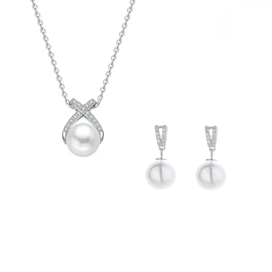 Minimalist Design Pearl Necklace & Earring SET