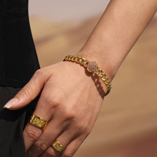 NK Chain Design set with zircon Bracelet