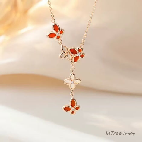 FLC Butterfly S925 Sterling Silver Necklace SET