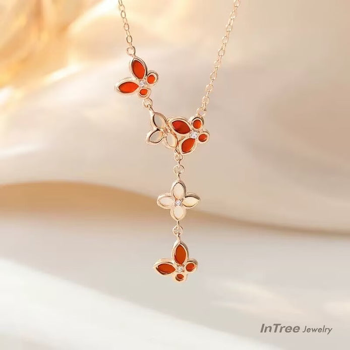 FLC Butterfly S925 Sterling Silver Necklace SET