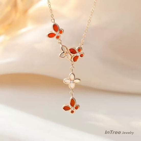 FLC Butterfly S925 Sterling Silver Necklace SET