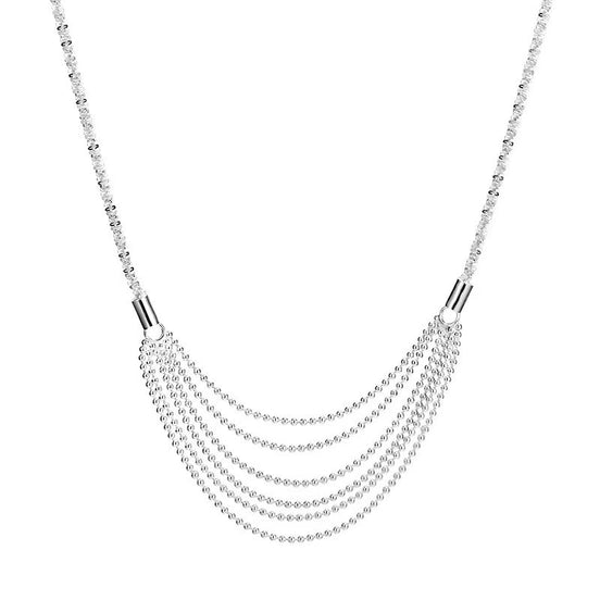 Tassel Design Sparkling Chain S925 Silver Necklace