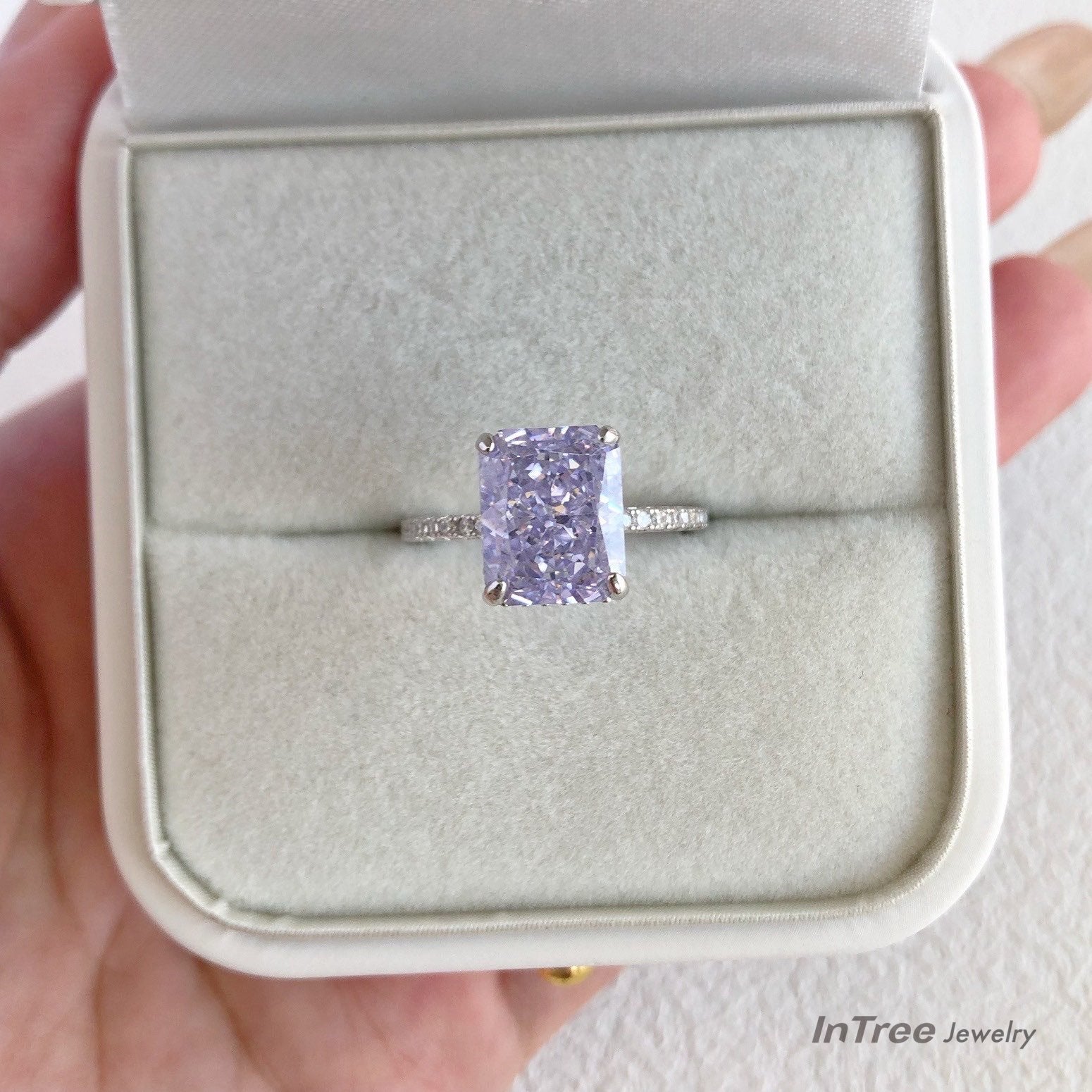 8A Zircon Square Design S925 Sterling Silver Ring
