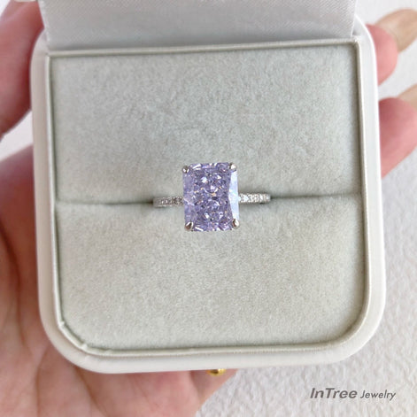 8A Zircon Square Design S925 Sterling Silver Ring