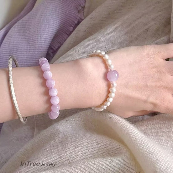 Natural Kunzite Beaded Bracelet