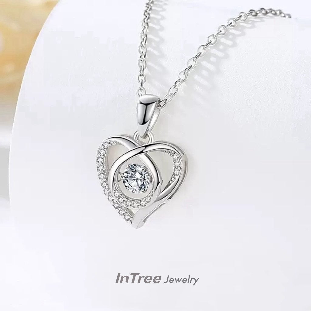 S999 Silver Ocean Heart Design Necklace