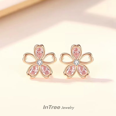 S925 Sterling Silver Sakura Design Necklace SET