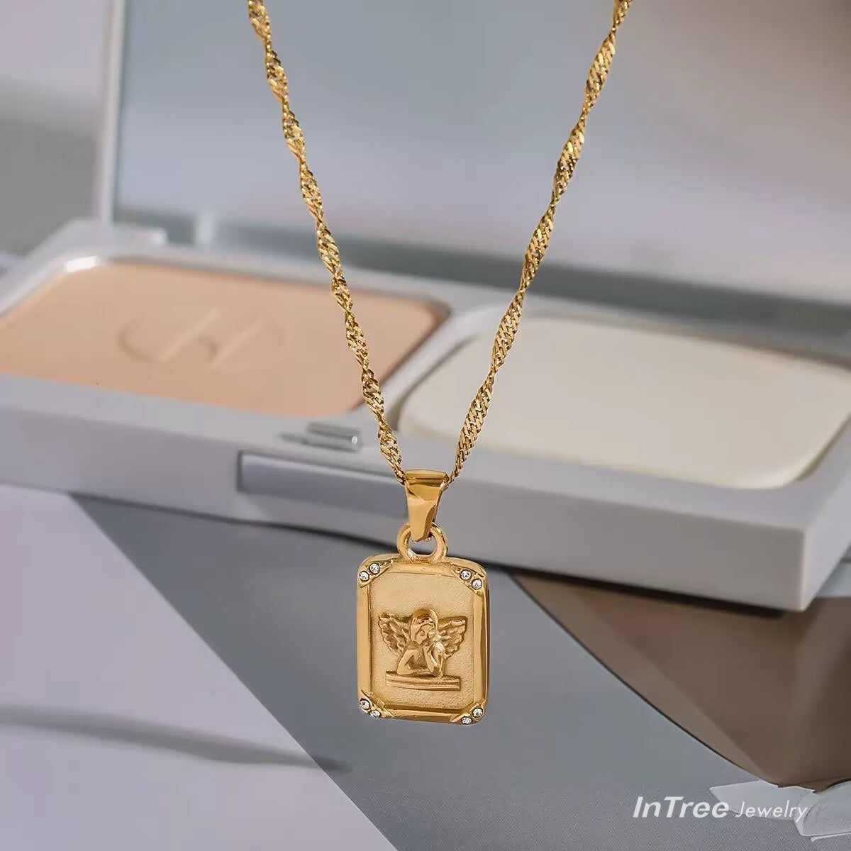 Angel Square Pendant Necklace