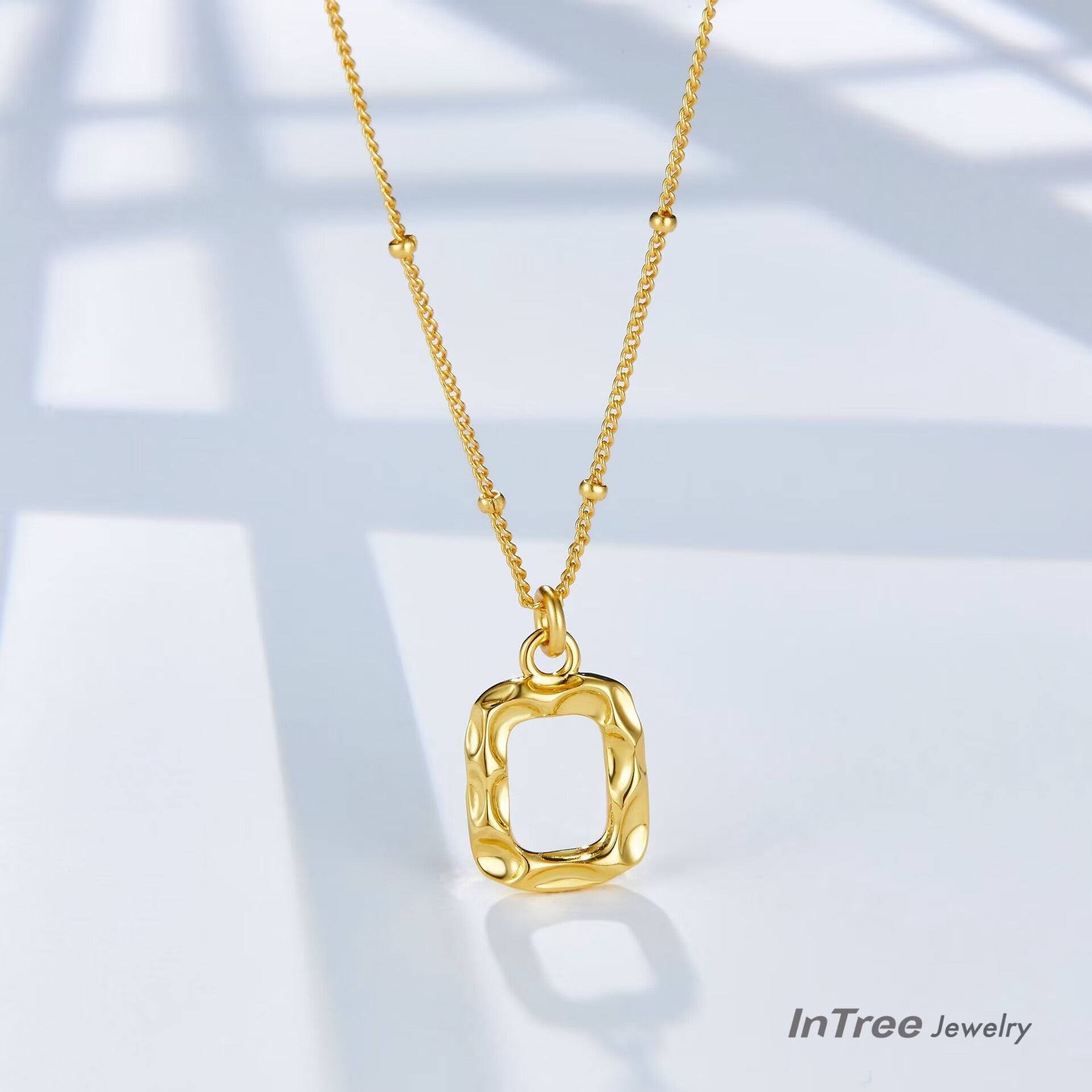 Original Designer -Textured Gold Square Necklace