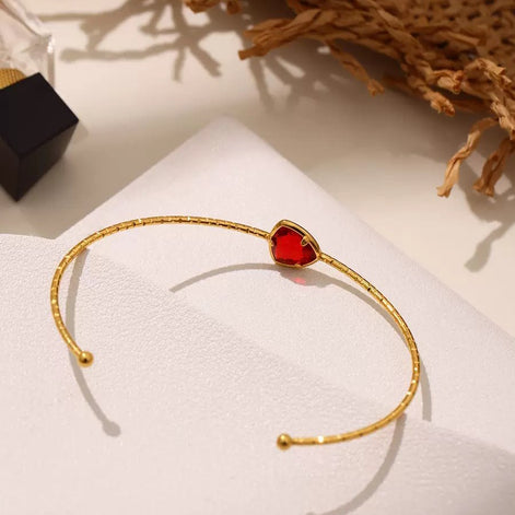 Love Heart Colorful Stone Open Design Bracelet