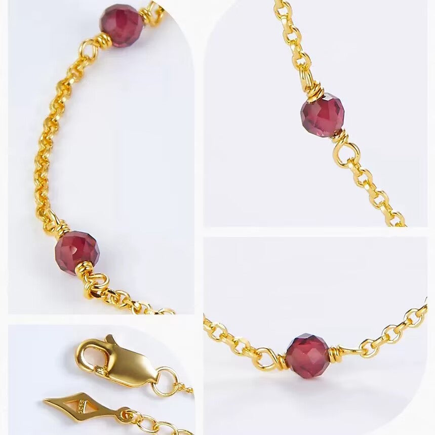Scarlet Garnet Silver Poem Necklace