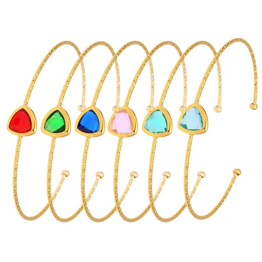 Love Heart Colorful Stone Open Design Bracelet