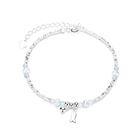 Crushed Silver Design Blue Patagonite Bracelet