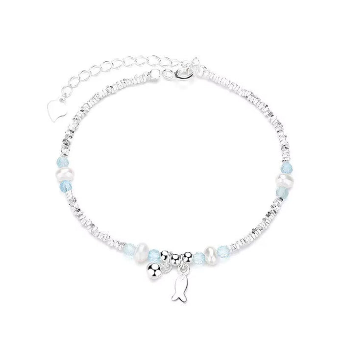 Crushed Silver Design Blue Patagonite Bracelet