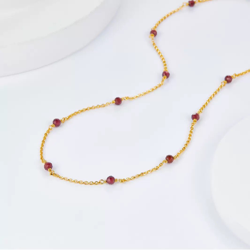 Scarlet Garnet Silver Poem Necklace