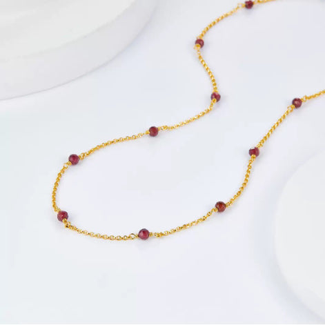 Scarlet Garnet Silver Poem Necklace