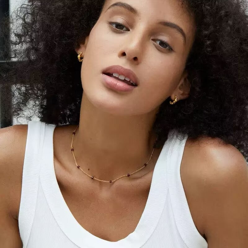 Scarlet Garnet Silver Poem Necklace