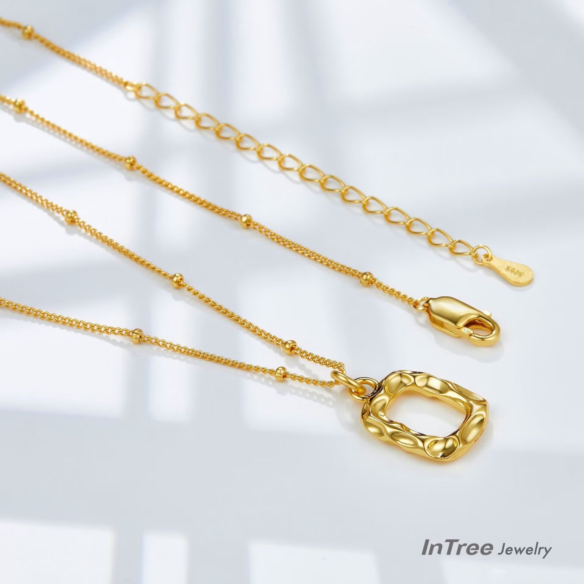 Original Designer -Textured Gold Square Necklace