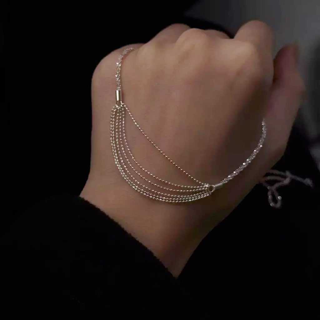 Tassel Design Sparkling Chain S925 Silver Necklace