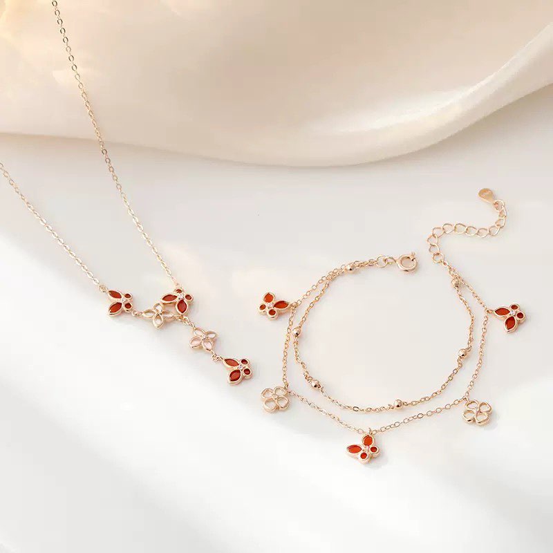 FLC Butterfly S925 Sterling Silver Necklace SET