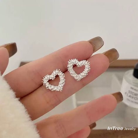 Hollow Heart Design S925 Silver Earring