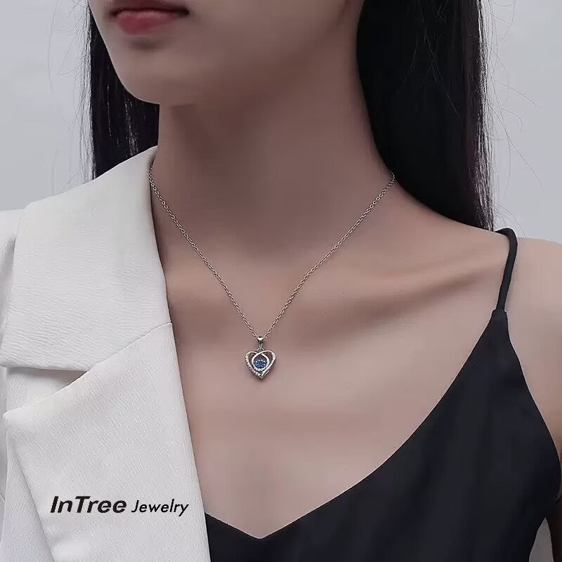 S999 Silver Ocean Heart Design Necklace