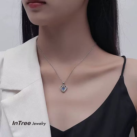 S999 Silver Ocean Heart Design Necklace