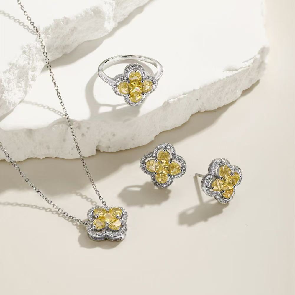 Gold Four-leaf Clover SET